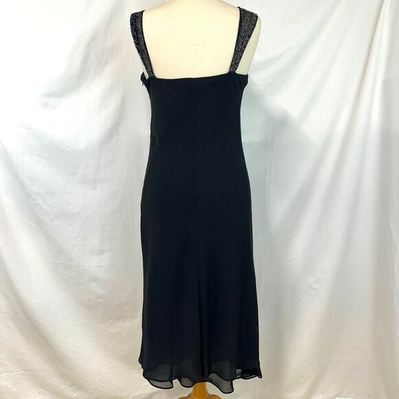 DRESSBARN 2000s Y2K Black Beaded Cowl Neck Cocktail Party Dress Women 8 Goth 90s - Picture 5 of 7